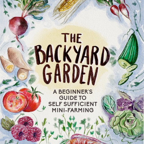 Watercolor book cover with the title 'Hand-drawn book cover for a book about gardening'