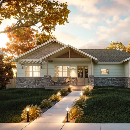 Autumn design with the title 'Exterior house visualization'