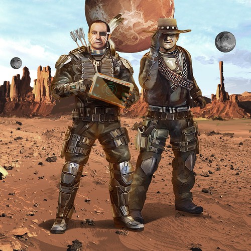 Indian artwork with the title 'Cowboys and indians from outer space - 1to1 project follows'