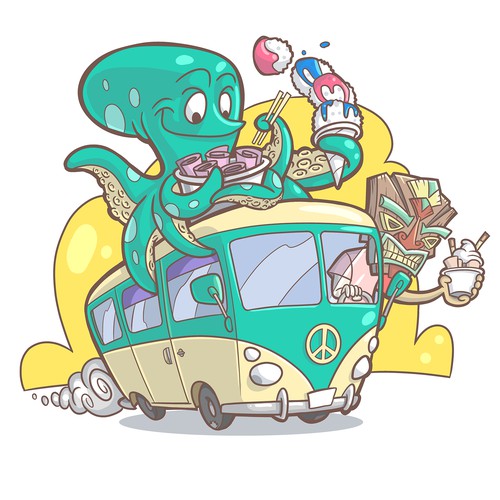 Ice cream t-shirt with the title 'Cartoon Illustration for Rolled Ice Cream Shop'