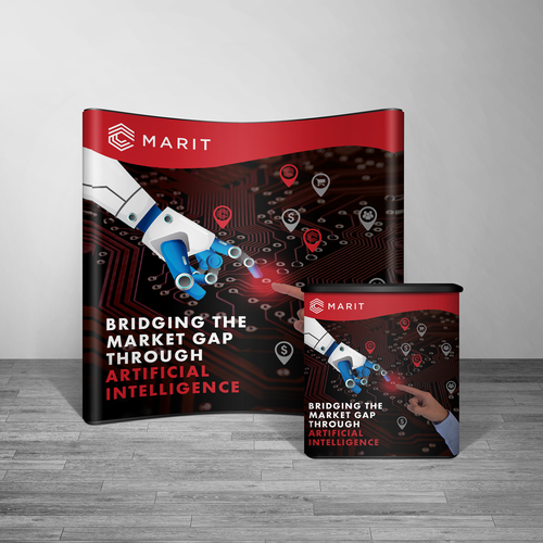 Display design with the title 'Backwall Display and Counter for a Digital B2B Company'