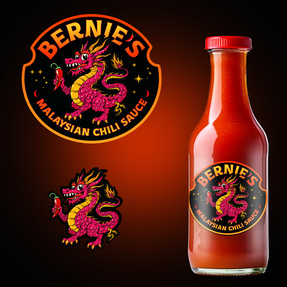 Dragon logo with the title 'Bernie's Chili Sauce'