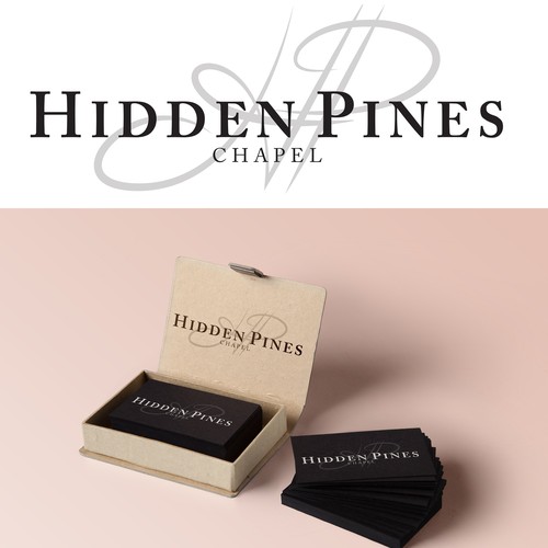 Romantic logo with the title 'WeddingVenue "Hidden Pines Chapel"'