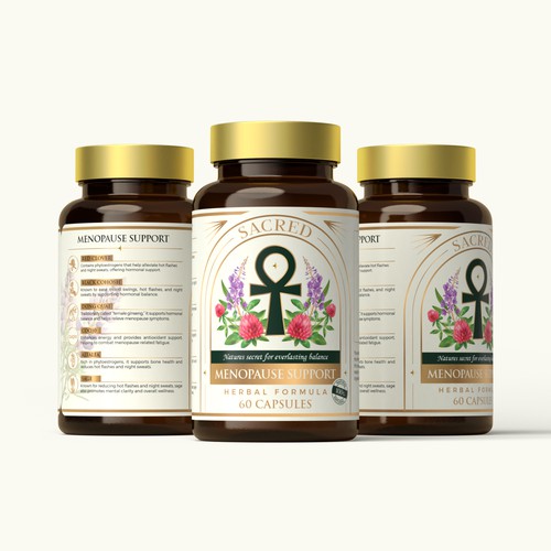 Modern label with the title 'A herbal/organic menopausal supplement label'