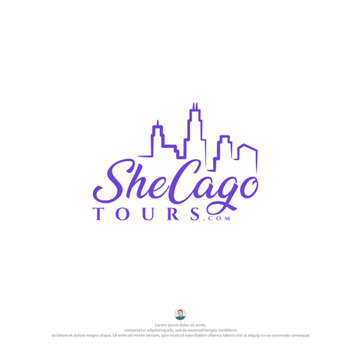 Chicago logo with the title 'SheCago Tours Logo'