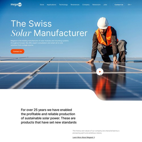 Solar design with the title 'New Webdesign and Style Guide for Solar Panel Manufacturer'