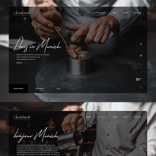 Tablet design with the title 'web design for restaurant'
