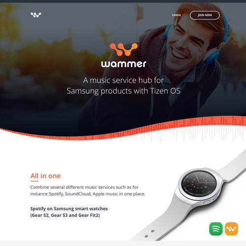 Music website with the title 'Website Design for Wammer'