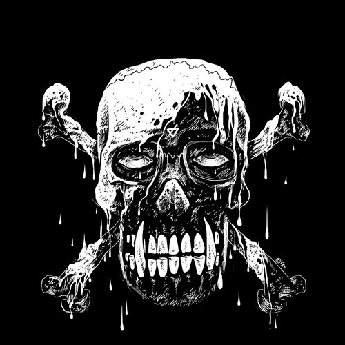 Metal t-shirt with the title 'Melting Skull'