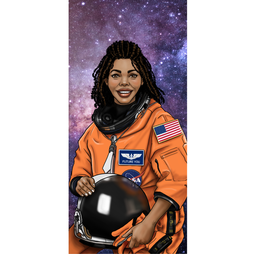 Astronaut illustration with the title 'Astronaut Bookmark Illustration'