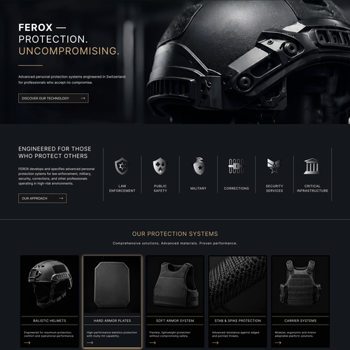 Security website with the title 'Website design for a Swiss protection brand'