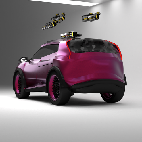 3D rendering design with the title 'Concept car design'