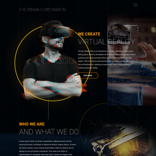 VR design with the title 'Virtual Reality Website'