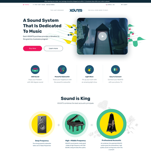 Music website with the title 'Ecommerce landing page'