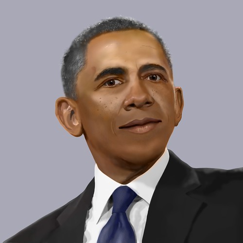 Realistic artwork with the title 'Realistic illustration of Obama'