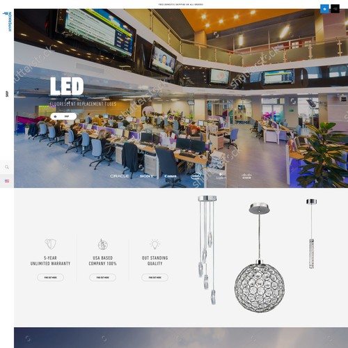 Parallax website with the title 'Revamp LED Light Bulb Webshop'