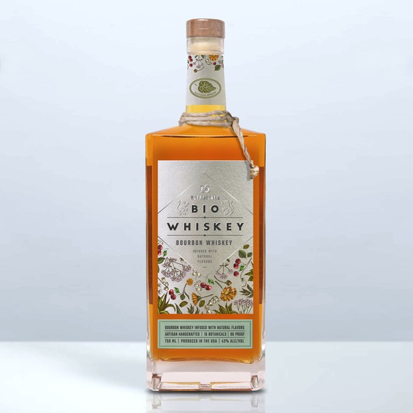 Stylish label with the title 'BIO Whiskey'