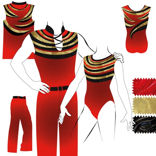 Costume design with the title 'dance costumes for Acrobatic Rock’n’Roll'