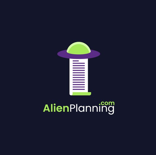 Document design with the title 'Simple yet Youthful Logo Concept for AlienPlanning.com'