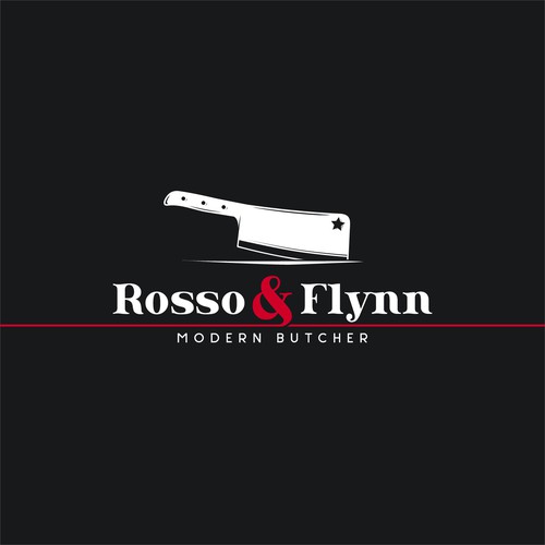 Butcher logo with the title 'Logo Rosso & Flynn'