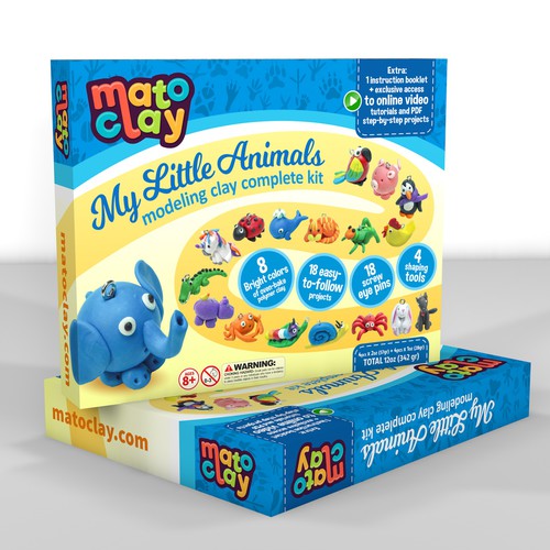 Children's packaging with the title 'Playful package design concept for MatoClay'