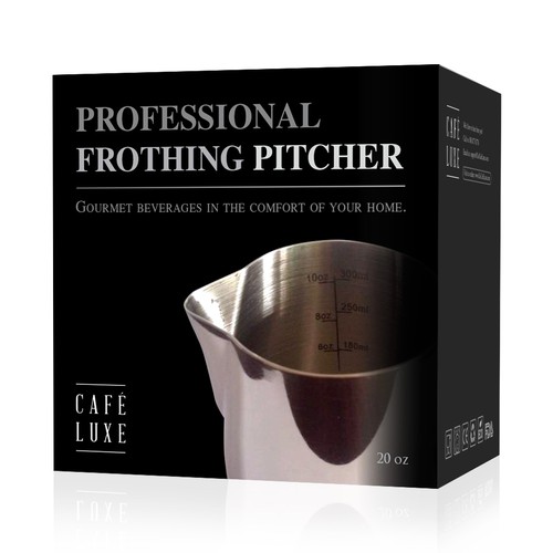 Kitchen packaging with the title 'Packaging for a frothing pitcher'