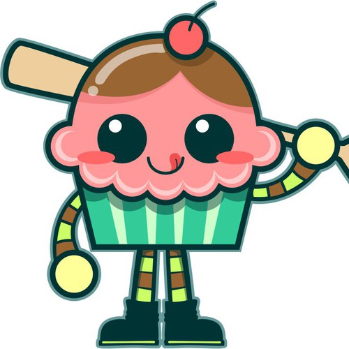 Softball design with the title 'Cute Character Design'