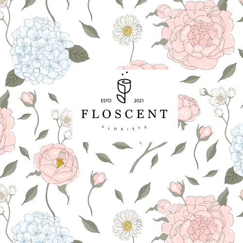 Rose artwork with the title 'logo concept for floral shop'