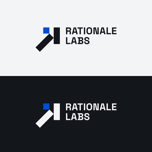 Sans serif logo with the title 'Minimalist logo proposal for Rationale Labs'