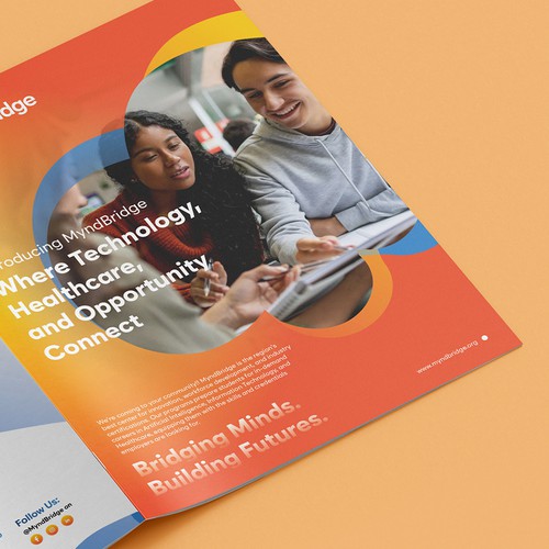 Company profile design with the title 'Vibrant Company Profile for MyndBridge'