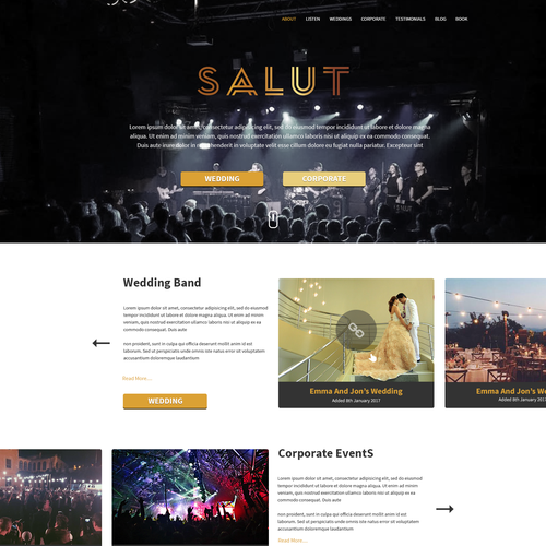 Entertainment website with the title 'Cool design for the band SALUT'