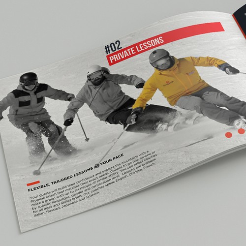 New design with the title 'Propeak snow sport brochure'