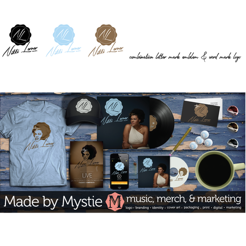 Seal design with the title 'strong artist logo & branding for jazz singer'