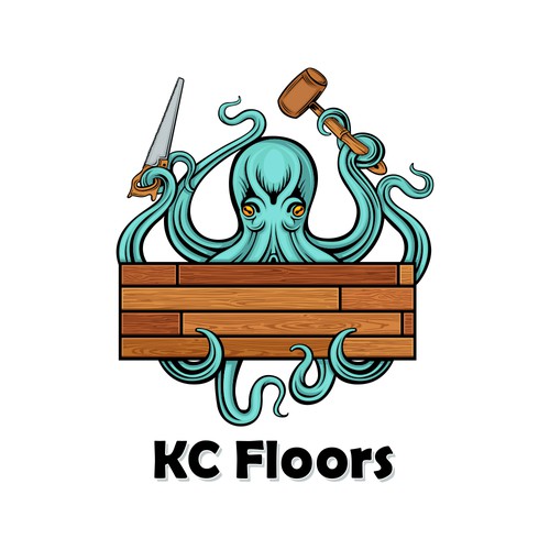 Octopus logo with the title 'KC FLOORS'