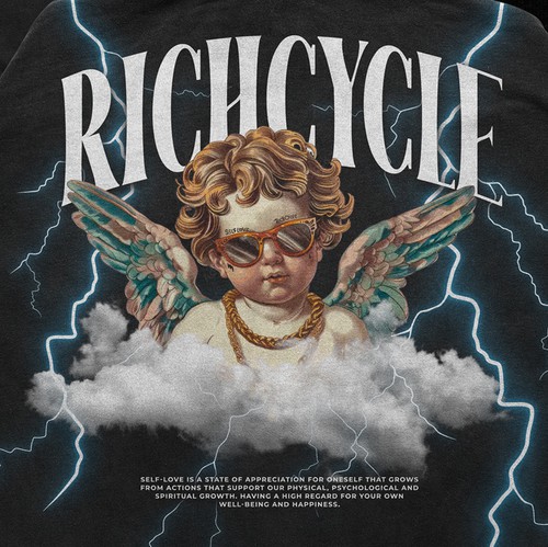 Garment design with the title 'Richcycle - Hoodie design'