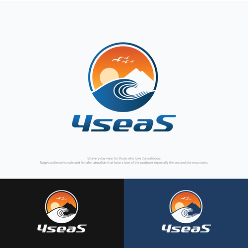 Hiking logo with the title 'Family Company Logo for those who love the Sea, Mountain, and Sunset'