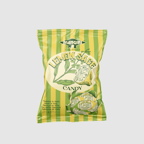 Candy packaging with the title 'Bag and wrapper for some classic and nostalgic candies.'
