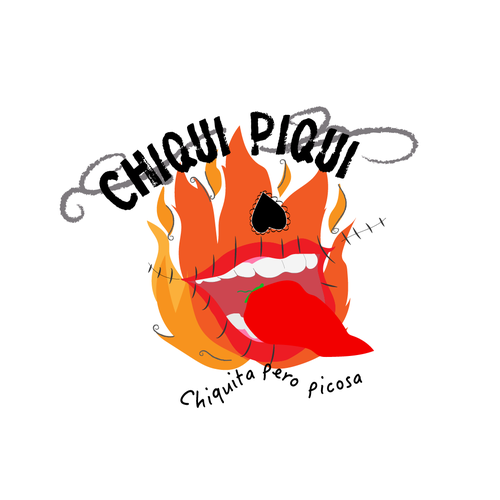 Hot sauce logo with the title 'Chiqui Piqui hot sauce'