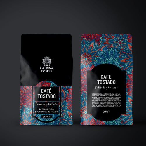 Cafe packaging with the title 'Packaging CATRINA COFFEE '