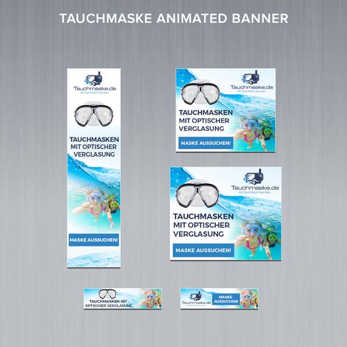 GIF design with the title 'Animated Banner Ads for online shop for dive-snorkelmasks'
