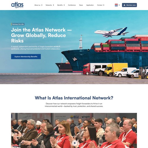 Logistics design with the title 'Webdesign for a logistics network'