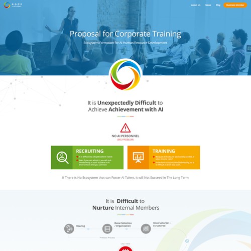 Coaching website with the title 'Website design for japanese corporate training company.'