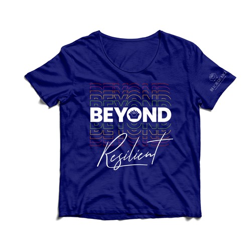 Colorful design with the title 'Beyond Tee - design for a cause'