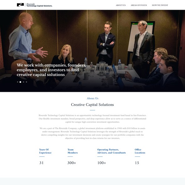 Nice design with the title 'Global investment firm seeking website redesign and ongoing PowerPoint design work'