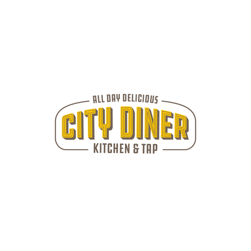 Diner design with the title 'City Diner Kitchen & Tap Logo Design'