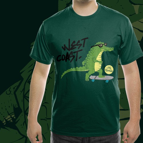 Skateboard design with the title 'West Coast Cruiser'