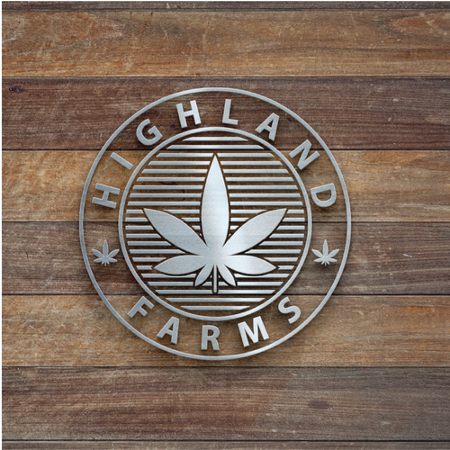Marijuana brand with the title 'logo for "HIGHLAND FARMS"'