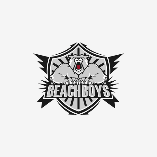 Bear mascot logo with the title 'Character logo concept for BeachBoy'