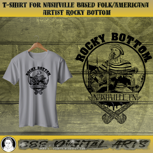 Halftone design with the title 'Rocky Bottom - Nashville, TN'