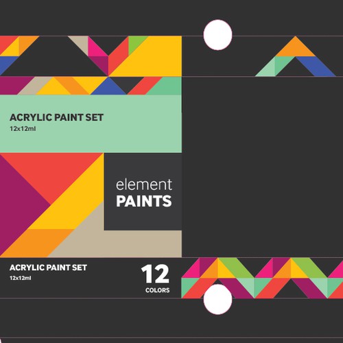 Pattern packaging with the title 'Packaging for Acrylic Paint Set'